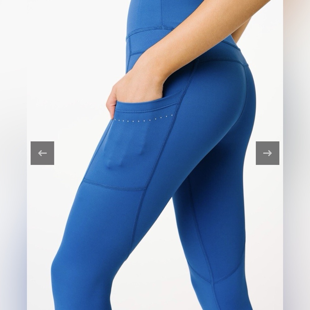 Zyia Blue Reflective Pocket Light n Tight Hi-Rise 7/8 Leggings Sz 6-8